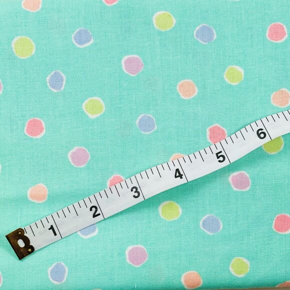 OOP Pastel Polka Dots Fabric Dots on Mint Green 100% Cotton Sew Quilt *READ* - Picture 1 of 2